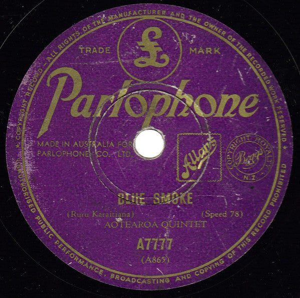 Aotearoa Quintet : Pokare Kare / Blue Smoke (Shellac, 10")