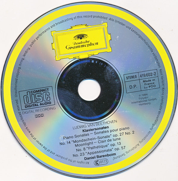 Ludwig Van Beethoven, Daniel Barenboim : Sonaten »Mondschein = Moonlight = Clair De Lune • Pathétique • Appassionata« (CD, RE)