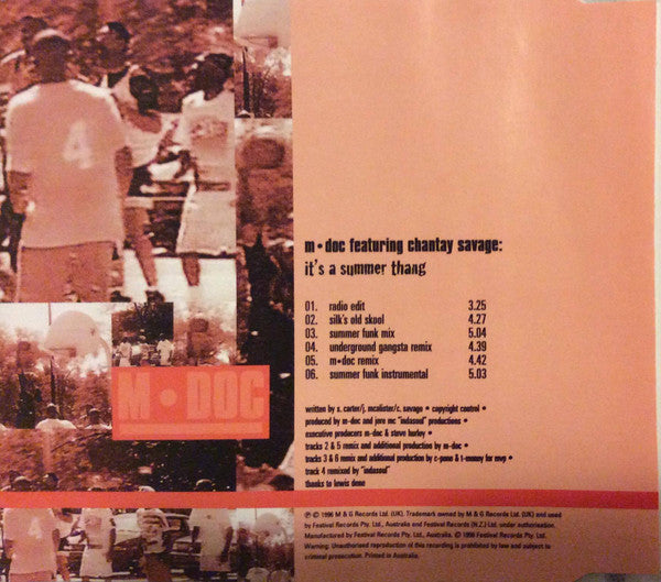 M. Doc Featuring Chantay Savage : It's A Summer Thang (CD, Single)