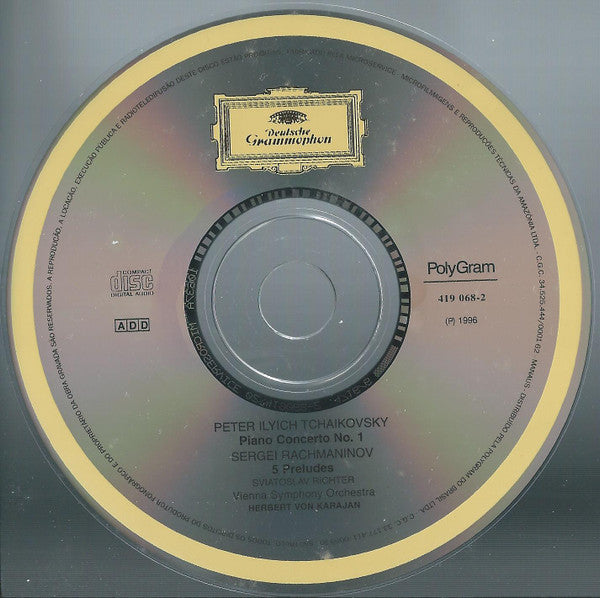Pyotr Ilyich Tchaikovsky / Sergei Vasilyevich Rachmaninoff - Sviatoslav Richter, Wiener Symphoniker, Herbert von Karajan : Klavierkonzert Nr. 1 / 5 Préludes (CD, RM)