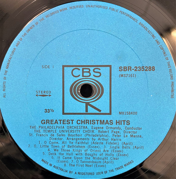 The Philadelphia Orchestra, Eugene Ormandy, The Temple University Choirs, Robert Page : Greatest Christmas Hits (LP, Comp)