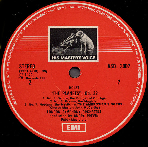 Holst*, André Previn Conducting London Symphony Orchestra : The Planets Op. 32 (LP)