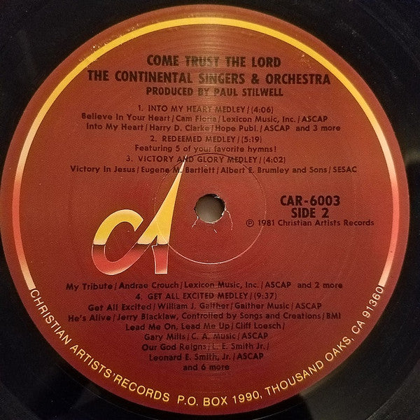The Continental Singers And Orchestra* : Come Trust The Lord (LP, Album)