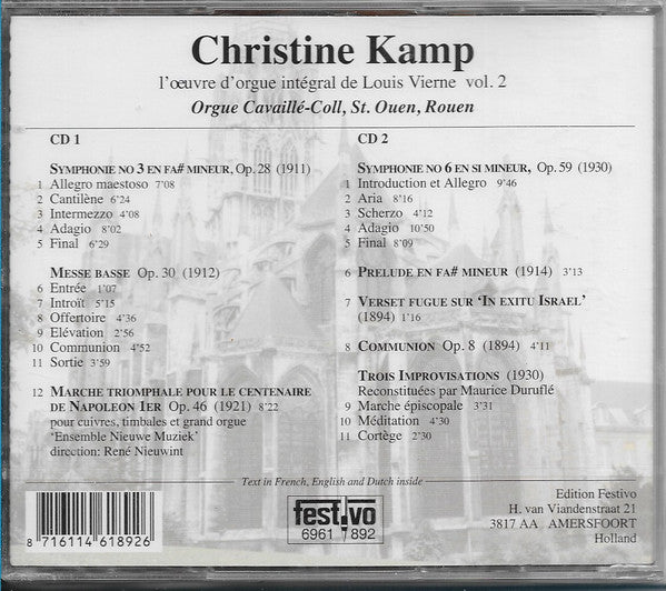 Louis Vierne, Christine Kamp : L’Œuvre D'Orgue Intégral = Complete Organ Works Vol. 2 (Orgue Cavaillé-Coll, St. Ouen, Rouen) (2xCD, Album)