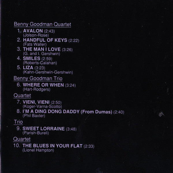 Benny Goodman Trio & Quartet* : Avalon - The Small Bands, Volume 2 (1937 - 1939) (CD, Album, RE, RM)