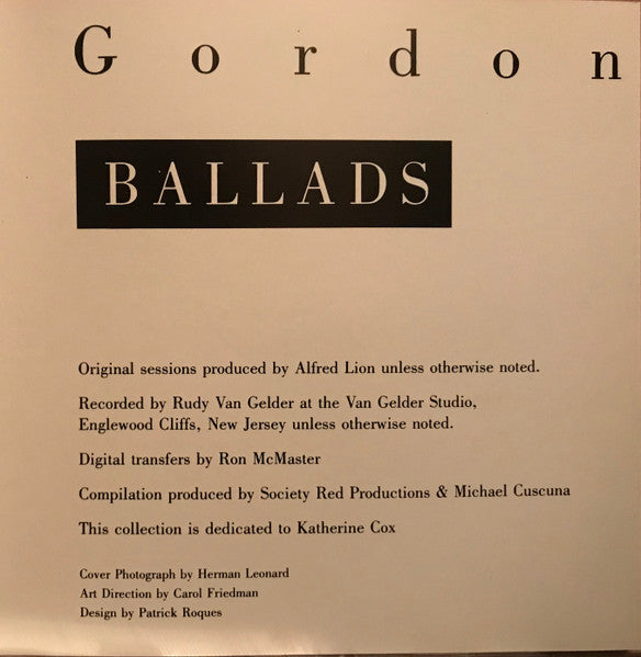 Dexter Gordon : Ballads (CD, Comp, RE)