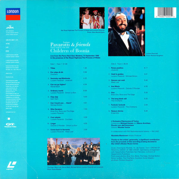 Pavarotti & Friends : Together For The Children Of Bosnia (Laserdisc, 12", Album, NTSC)