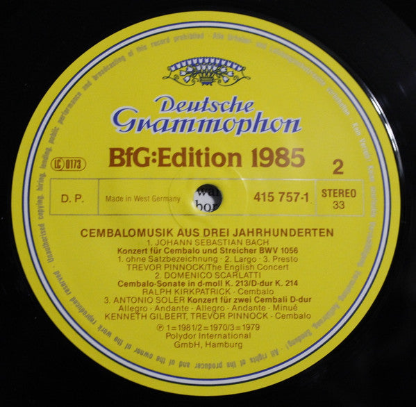 Various : BfG:Edition 1985 - Cembalomusik aus drei Jahrhunderten (LP, Comp)