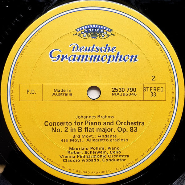 Johannes Brahms, Maurizio Pollini · Claudio Abbado, Wiener Philharmoniker : Klavierkonzert · Piano Concerto No.2 (LP)