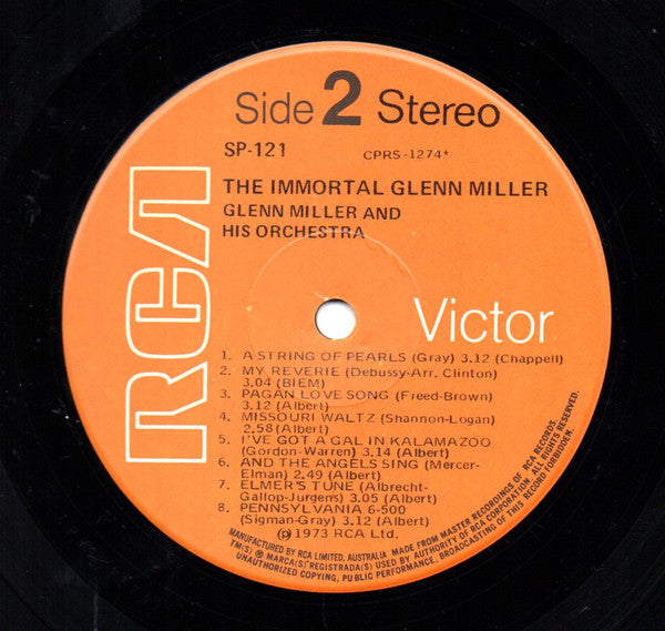 Glenn Miller : The Immortal Glenn Miller (LP, Comp)