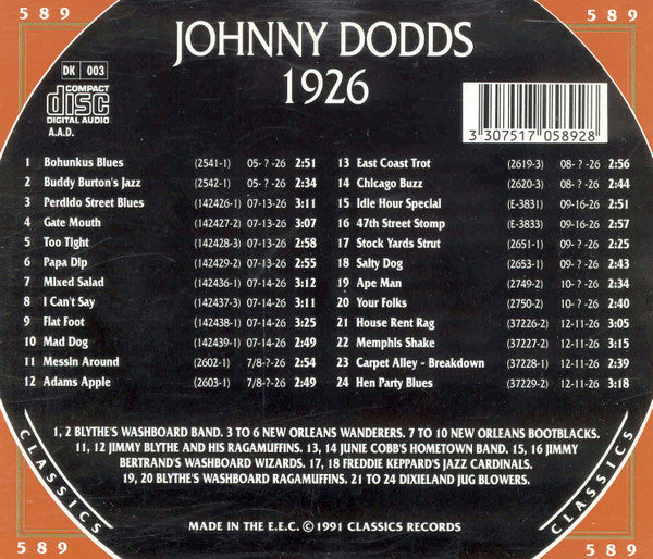 Johnny Dodds : 1926 (CD, Comp)
