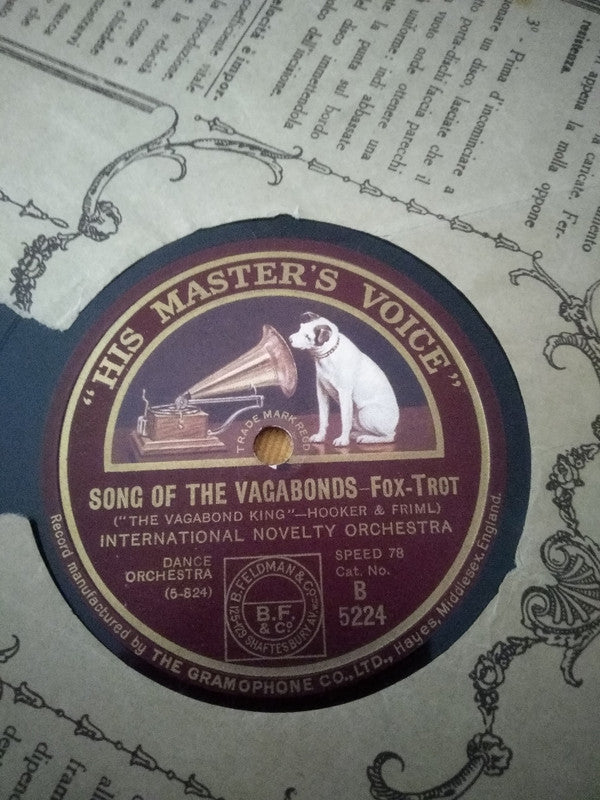 International Novelty Orchestra : Song Of The Vagabonds / Only A Rose (Shellac, 10")