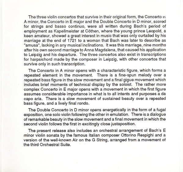 J.S. Bach* - Takako Nishizaki · Alexander Jablokov · Capella Istropolitana · Oliver Dohnányi* : Violin Concertos A Minor · E Major · E Minor, Double Concerto In D Minor, Air On The G String (CD, Album)
