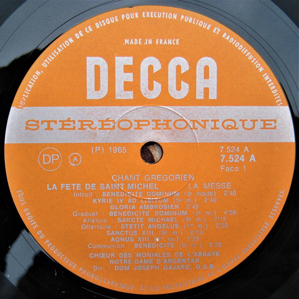 Chœur Des Moniales De L'Abbaye Notre-Dame D'Argentan*, Dom Joseph Gajard O.S.B.* : Chant Grégorien - La Fête De Saint Michel (LP)