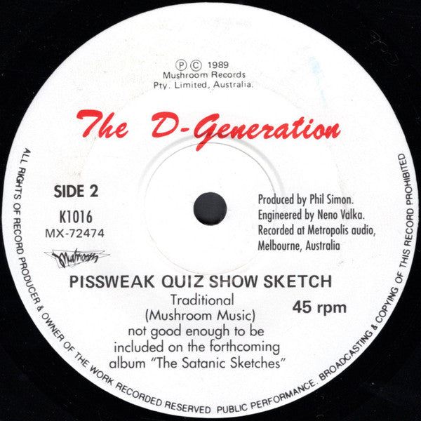 The D-Generation : Five In A Row (7", Single)