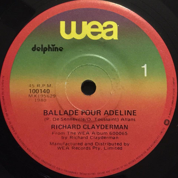 Richard Clayderman : Ballade Pour Adeline (7", Single)