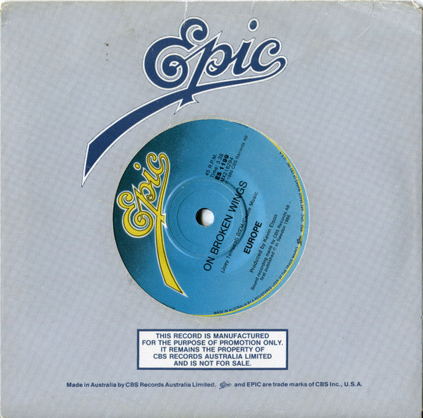 Europe (2) : The Final Countdown (7", Single, Gen)