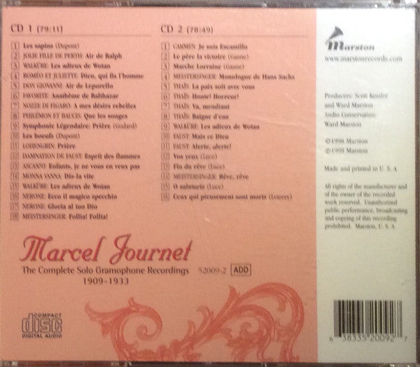 Marcel Journet : The Complete Solo Gramophone Recordings 1909-1933 (2xCD, Comp)