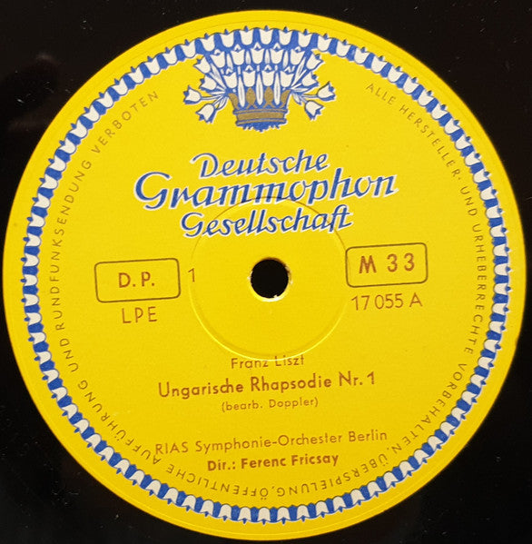 Franz Liszt, Ferenc Fricsay / RIAS Symphonie-Orchester Berlin : Ungarische Rhapsodien Nr. 1 Und 2 (10", Mono, Gat)