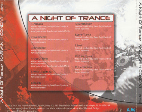 Karvan 'n' Condivi* : A Night Of Trance (CD, Album)