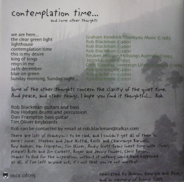 Rob Blackman : Contemplation Time...And Some Other Thoughts (CD)
