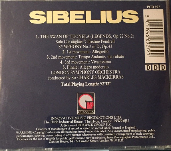 Sibelius* : London Symphony Orchestra Conducted By Sir Charles Mackerras : The Swan Of Tuonela (Legends, Op. 22 No. 2) / Symphony No.2 In D, Op. 43 (CD, Album)
