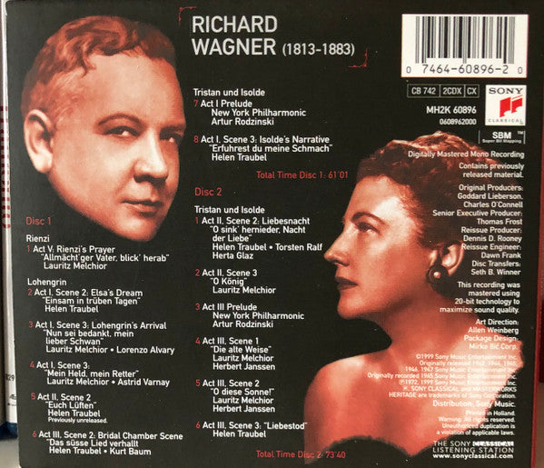Wagner*, Lauritz Melchior, Helen Traubel : Lauritz Melchior Helen Traubel Sing Wagner (2xCD, Comp, Mono)