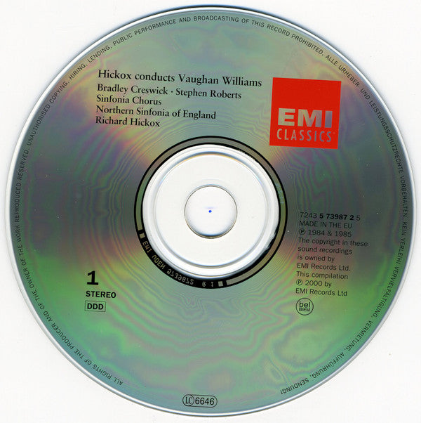 Richard Hickox conducts Vaughan Williams* – Bradley Creswick, Roger Winfield (2), Northern Sinfonia Of England* : Hickox Conducts Vaughan Williams (2xCD, Comp)