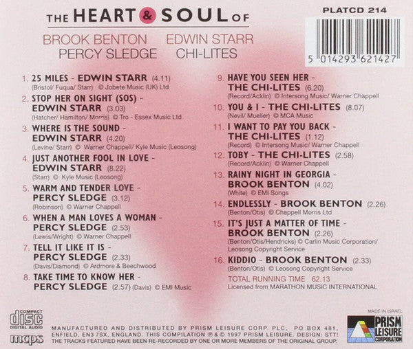 Brook Benton / Percy Sledge / Edwin Starr / Chi-Lites* : The Heart & Soul Of... (CD, Comp)