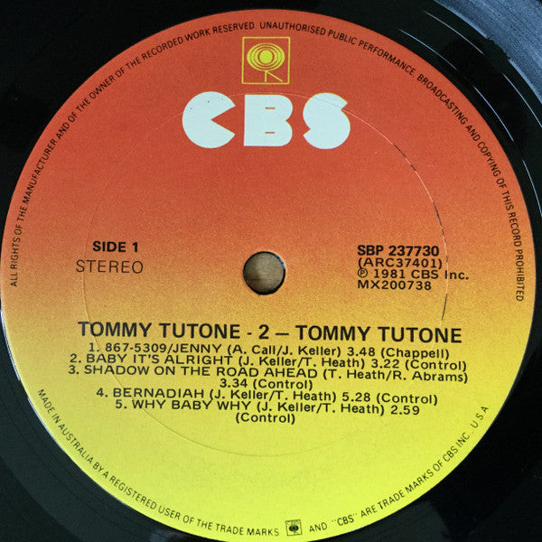 Tommy Tutone : Tommy Tutone-2 (LP, Album)
