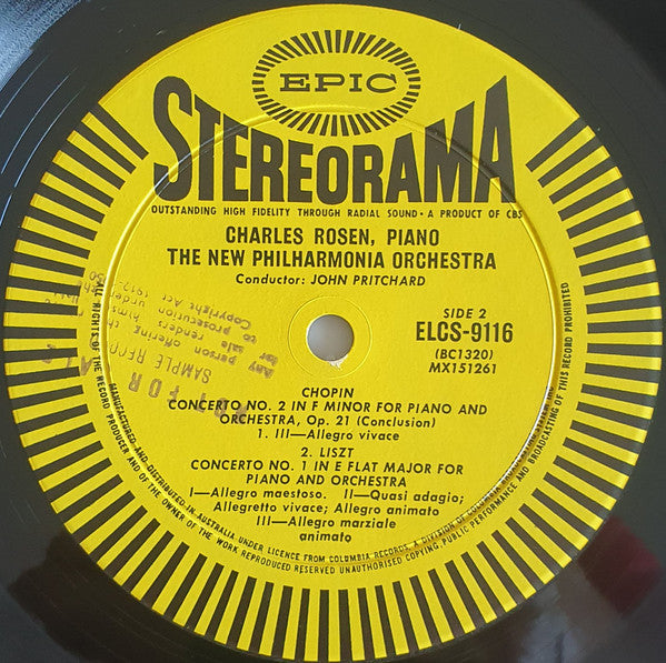 Chopin* | Liszt* / Charles Rosen, John Pritchard conducting The New Philharmonia Orchestra* : Two Great Romantic Concertos (LP)