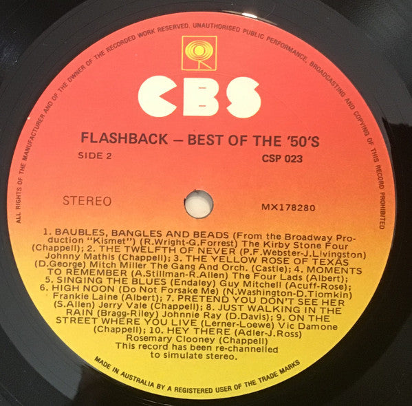 Various : Flashback the Best of the 50’s (LP, Comp)