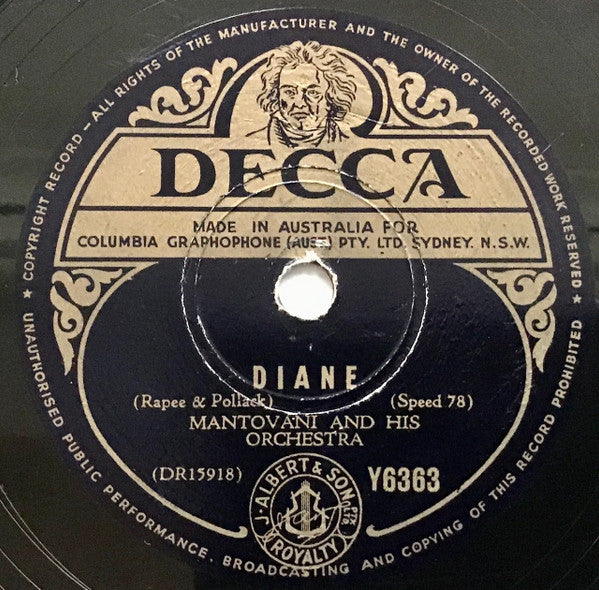 Mantovani And His Orchestra : Charmaine / Diane (Shellac, 10")