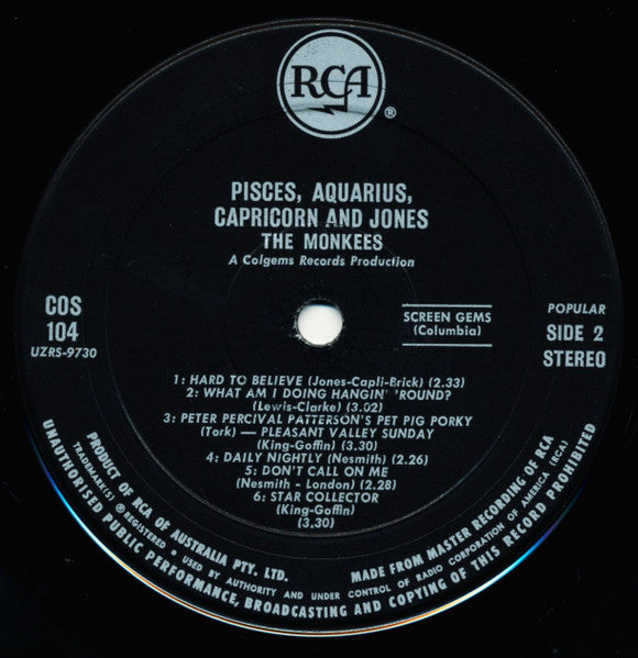 The Monkees : Pisces, Aquarius, Capricorn & Jones Ltd. (LP, Album, RE, New)