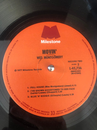 Wes Montgomery : Movin' (2xLP, Comp, RE, RM)