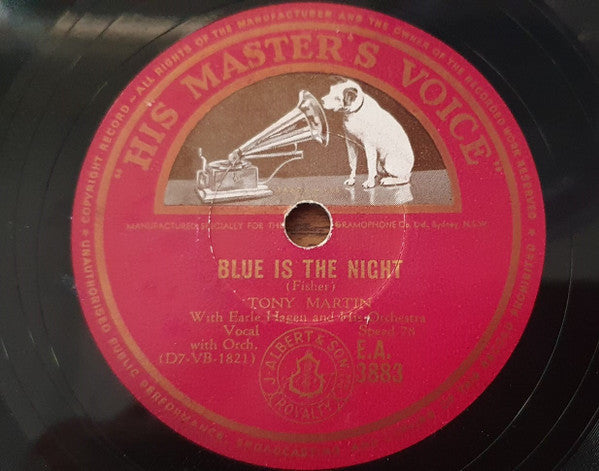 Tony Martin (3) With Earle Hagen And His Orchestra : Marta (Rambling Rose Of The Wildwood) / Blue Is The Night (Shellac, 10")