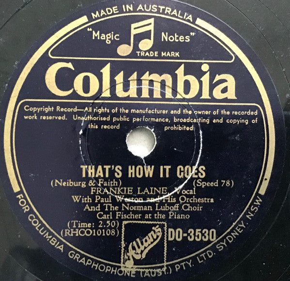 Frankie Laine : Rock Of Gibraltar / That's How It Goes (Shellac, 10")