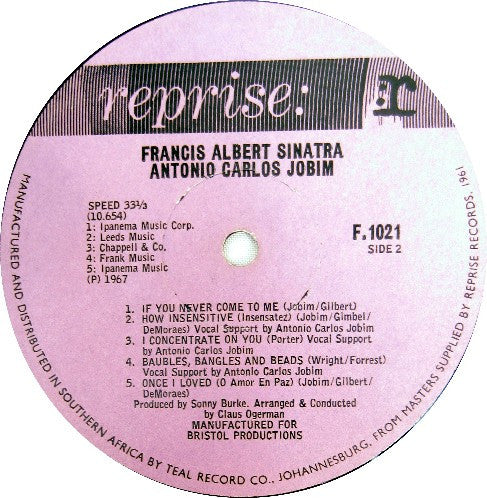 Frank Sinatra & Antonio Carlos Jobim : Francis Albert Sinatra & Antonio Carlos Jobim (LP, Album)