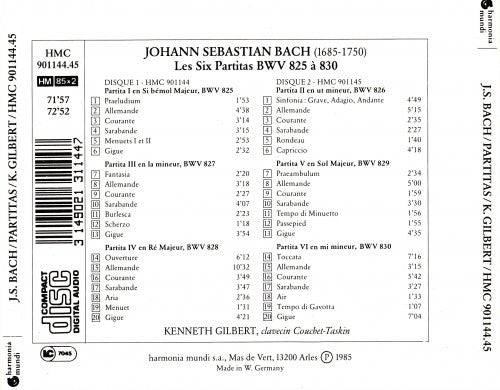 Johann Sebastian Bach – Kenneth Gilbert : Partiten / Partitas (Clavierübung I) (2xCD)
