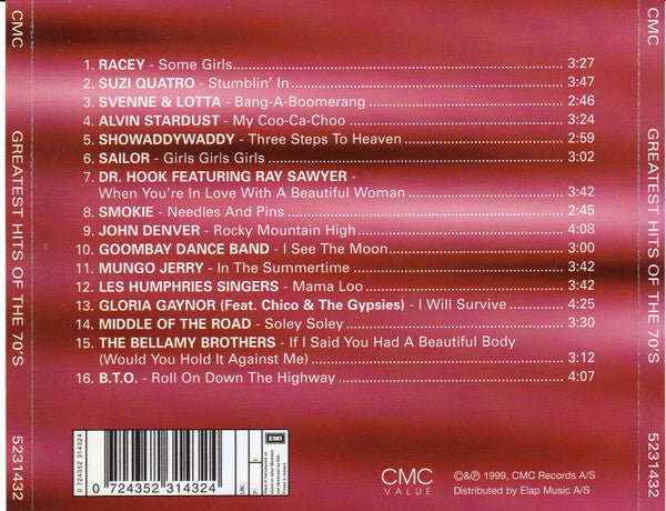 Various : Greatest Hits Of The 70's (CD, Comp)