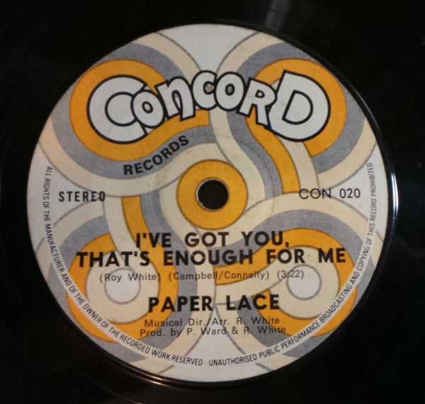 Paper Lace : You Can't Touch Me (7", Single)