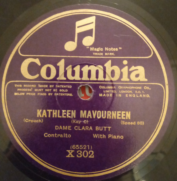 Clara Butt : Kathleen Mavourneen / The Rosary (Shellac, 10", 80 RPM)