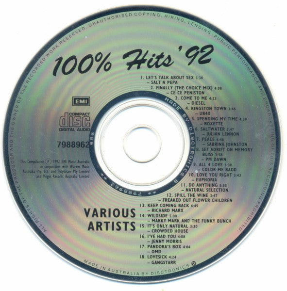 Various : 100% Hits '92 Volume 3 (CD, Comp)