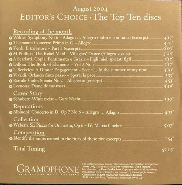 Various : Gramophone Editor's Choice (The Top Ten Discs): September 2004 (CD, Comp)