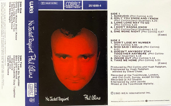 Phil Collins : No Jacket Required (Cass, Album, Bla)