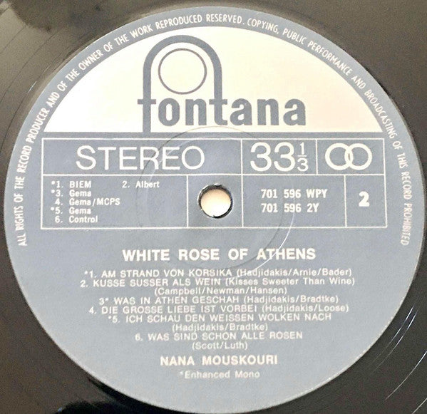 Nana Mouskouri : White Rose Of Athens (Sung In German) (LP, Comp)