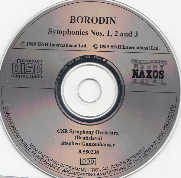 Borodin* / Stephen Gunzenhauser / CSR Symphony Orchestra (Bratislava)* : Symphonies Nos. 1, 2 And 3 (CD, Album, RE)