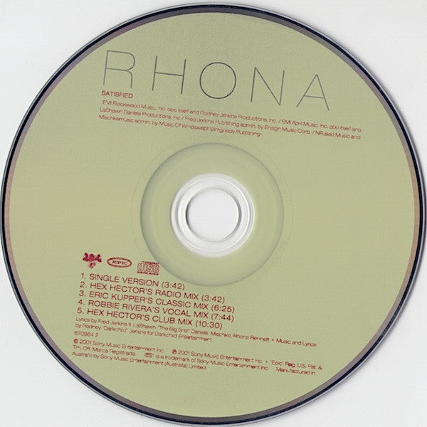 Rhona : Satisfied (CD, Single)
