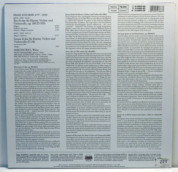 Haydn-Trio, Wien, Franz Schubert : Klaviertrio Nr. 2 Es-dur Op. 100 (LP)