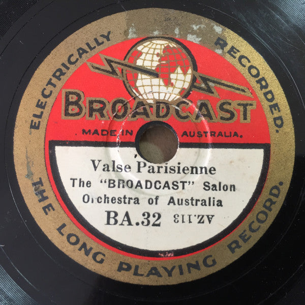 "Broadcast" Salon Orchestra Of Australia : Two Guitars / Valse Parisienne (Shellac, 8")